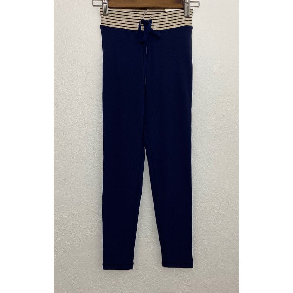 NWT Offline by Aerie Navy Blue Striped Waist Hi-Rise Leggings Drawstring Size M